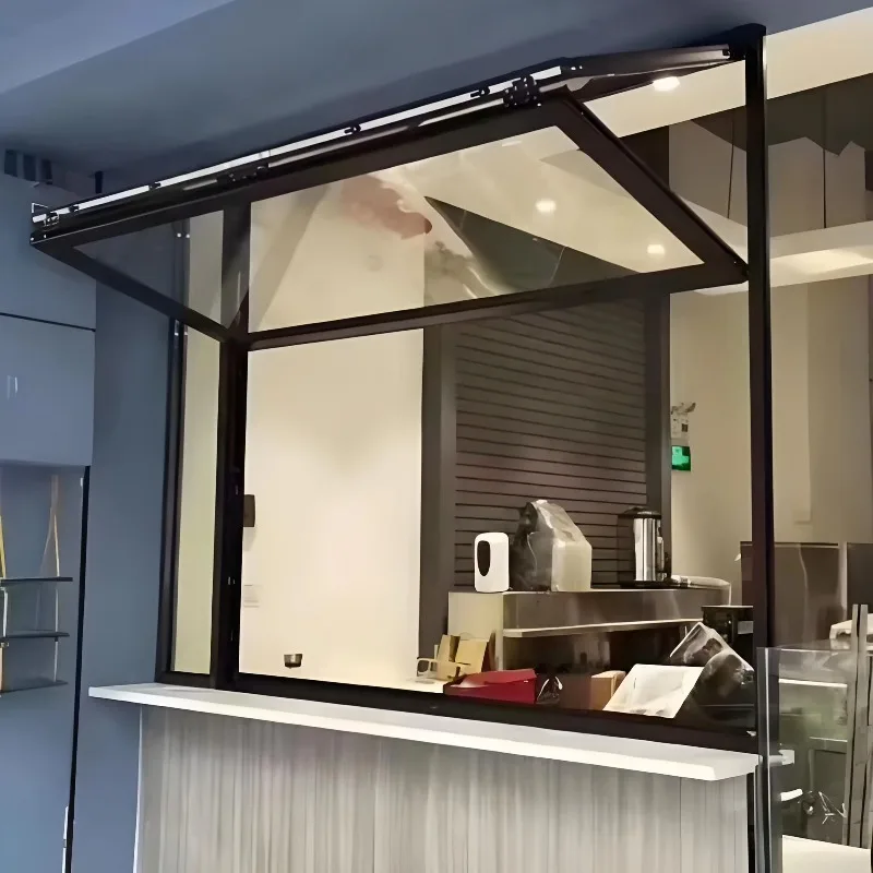 Customization Modern Aluminum Folding Windows Push-up Folding Windows Soundproof Double-sided Glass Aluminum Windows