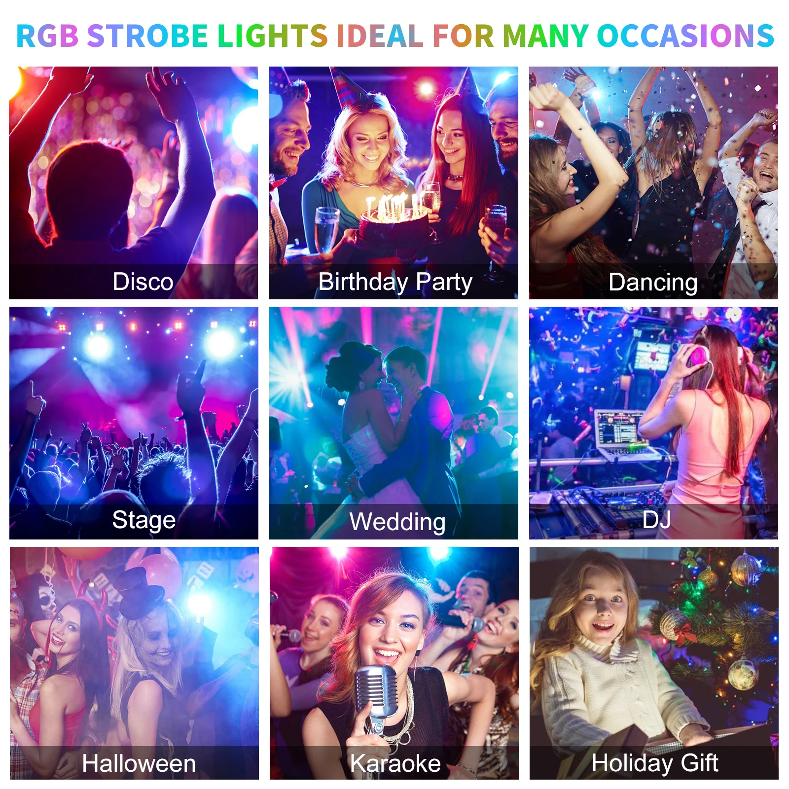 Led Rgb Strobe Lampjes 54 Stks 5050 Led Halloween Party Disco Dj Vakantie Kerst Muziek Club Geluid Geactiveerd Podium Belichting Effect