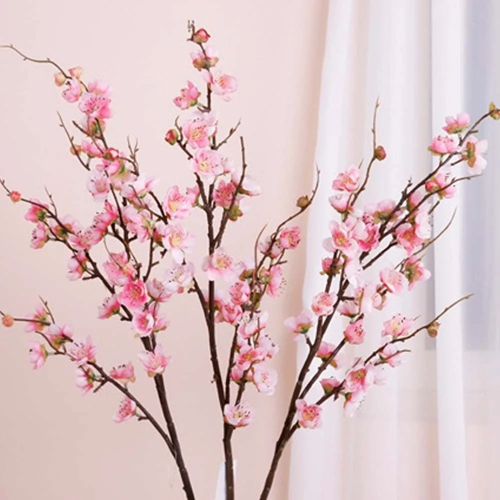 

Plastic Artificial Plum Blossom Branch Elegant Realistic Simulation Peach Blossom DIY Handmade Fake Flower Living Room Decor