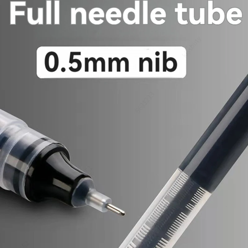 3-24Pcs Straight Liquid Gel Pen Quick-drying, Large-capacity 0.5mm Black Blue Ink for Writing School Office Stationery Supplies