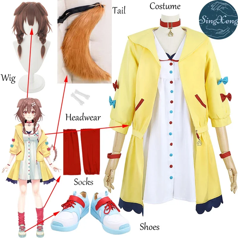 Anime VTuber Inugami Korone Cosplay Costume Hololive Cute Girls Bowknot Hoodie Fancy Dress YouTuber Suit Customize Halloween