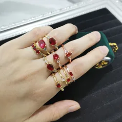 Romantic Red Zircon Dainty Rings For Women Thin Heart Korean Finger Accessories Wedding Gifts For Girlfriend Wholesale KAR272