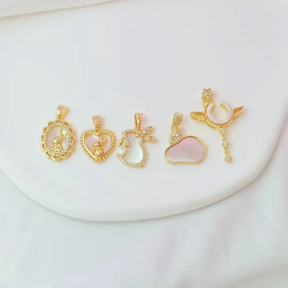 

14K Gold-plated Micro-inlaid Zircon Pasted Little Rabbit Magic Wand Pendant, DIY Handmade Bracelet Necklace Pendant