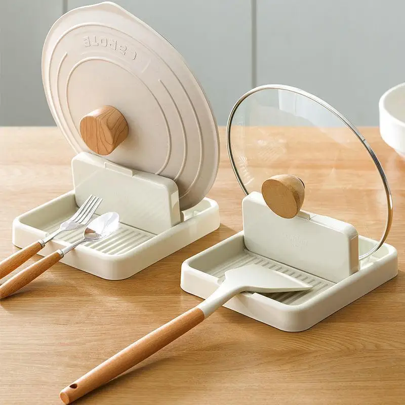 ​Kitchen Pot Lid Rack No Drill Pot Lid Organizer Kitchen Space Saving Countertop Organizer Rack With Drainage Tray Easy To Clean