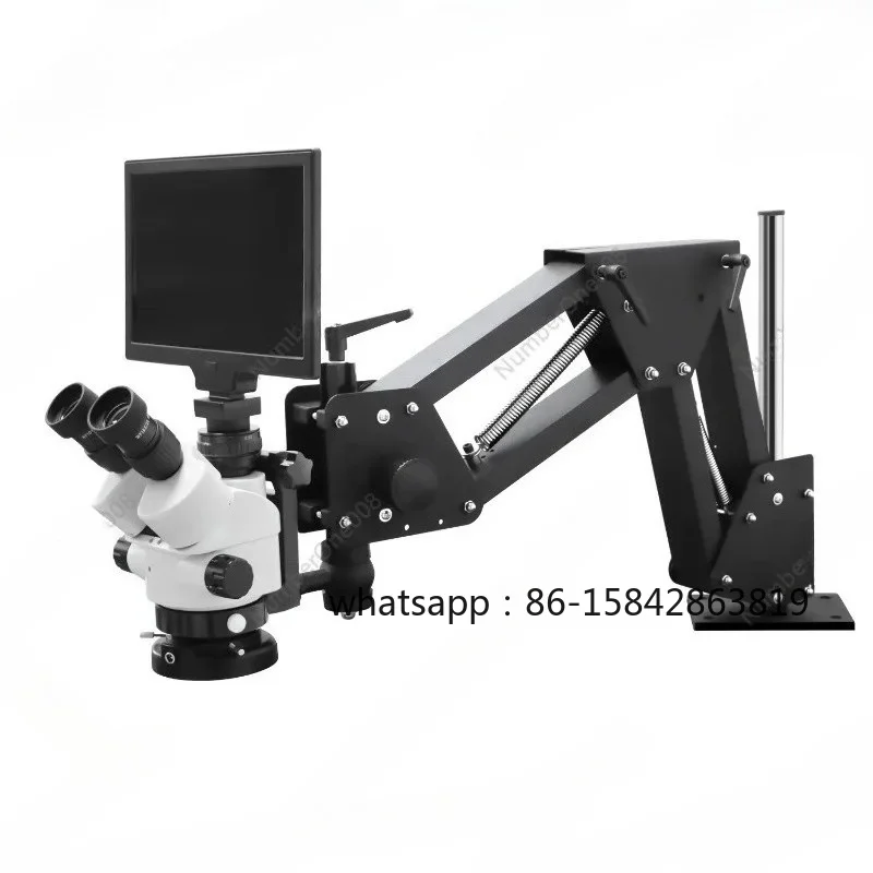 MS01B Jewelry Engraving Precision Stereoscopic Microscope 7x45X with Screen Binocular Microscope Jewelry Tool with LED Light