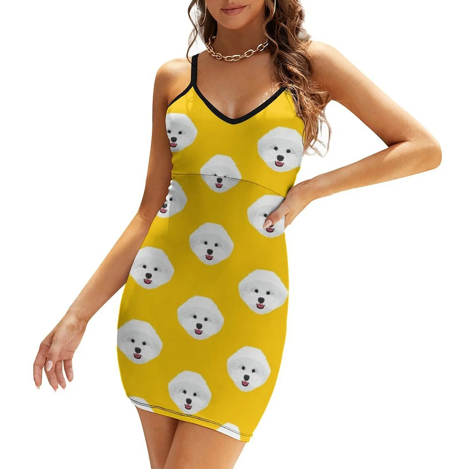 

Bichon Frise Sling Dress women's fashion dresses summer woman dress 2025 women's clothing trend 2025 women's summer dress 2025