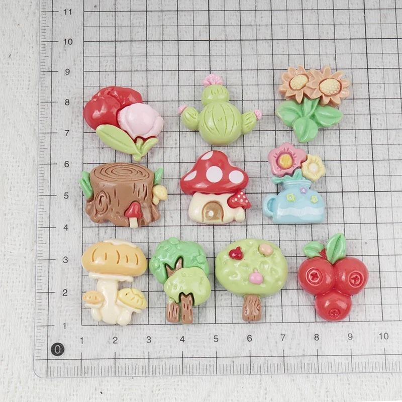 10/100PCS Rural Mushroom Series Children Resin Craft Ornament DIY Jewelry Decor Accessories Art Handwork Flatback Patch Material