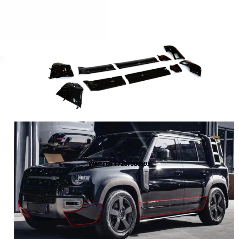 

2020-2023Year Defender 110 L663 Glossy Black Side Molding Trims Fit for Front Bumper Side Skirt Step