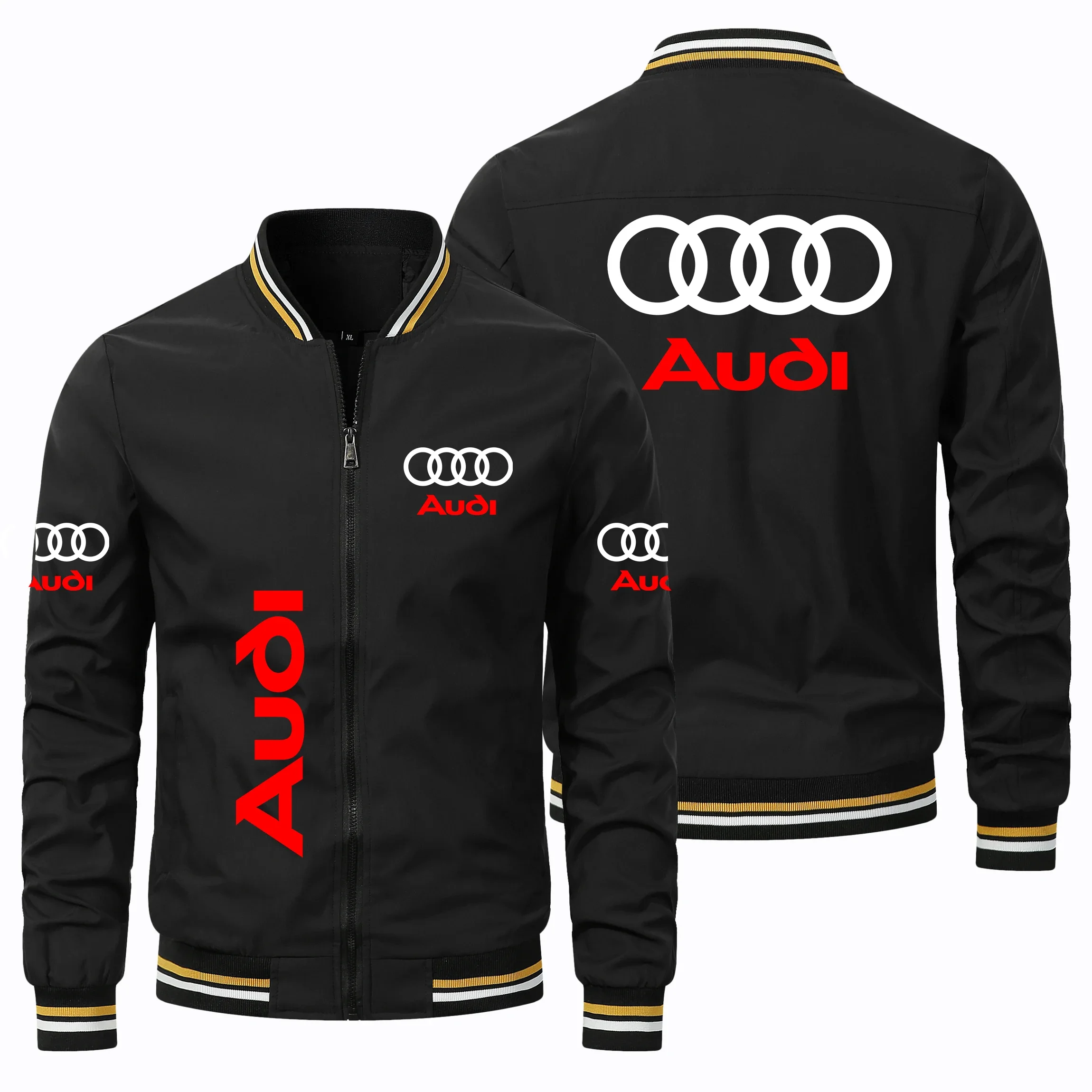 Men's Motorcycle Jacket Audi Car Logo Print Zipper Jacket Fashion Windbreaker Audi Racing Uniform Autumn Winter Men's Clothing