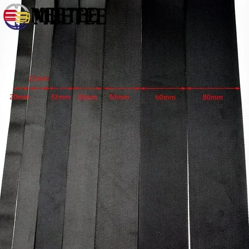 10M 0.7mm Thick 10-100mm Nylon Webbing Band Black Shoulder Bag Strap for Pet Collar Luggage Belt Sling Ribbon Sewing Accessories