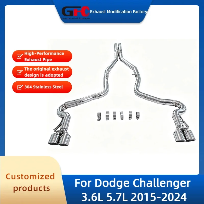 Full Straight Pipe Exhaust for Dodge Challenger 3.6L 5.7L 2015-2024 High-Performance 304 Stainless Steel Valve Exhaust Pipe