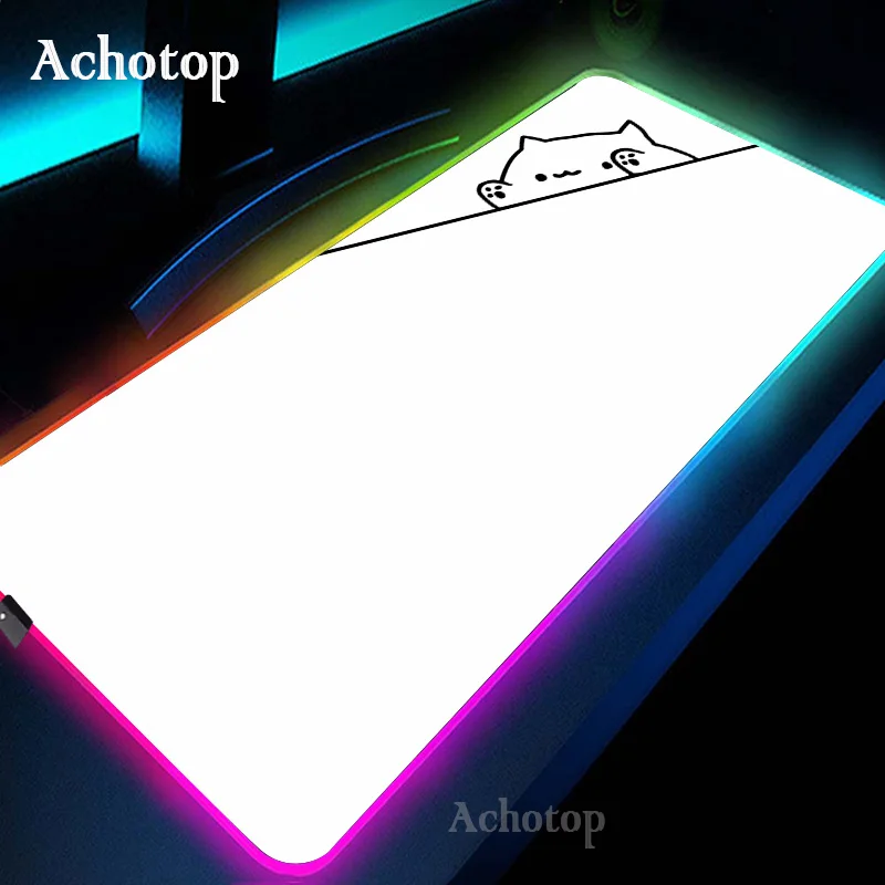 

Bongo Cat RGB Mouse Pad Large Mousemat Laptop Gaming Mousepad Black White Keyboard Pad LED Backlit Computer Gamer Deskmat 100x50