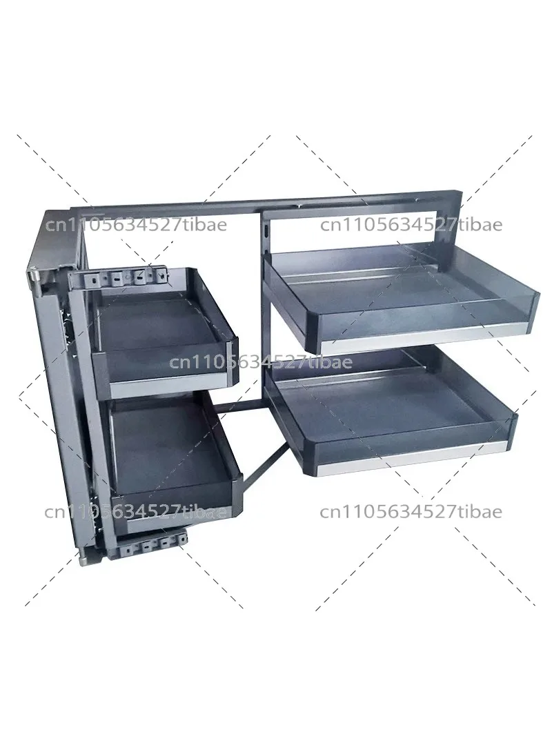 Corner Pull-Out Basket Kitchen Cabinet Storage Rack Drawer-Style Built-in Shelf Organizer