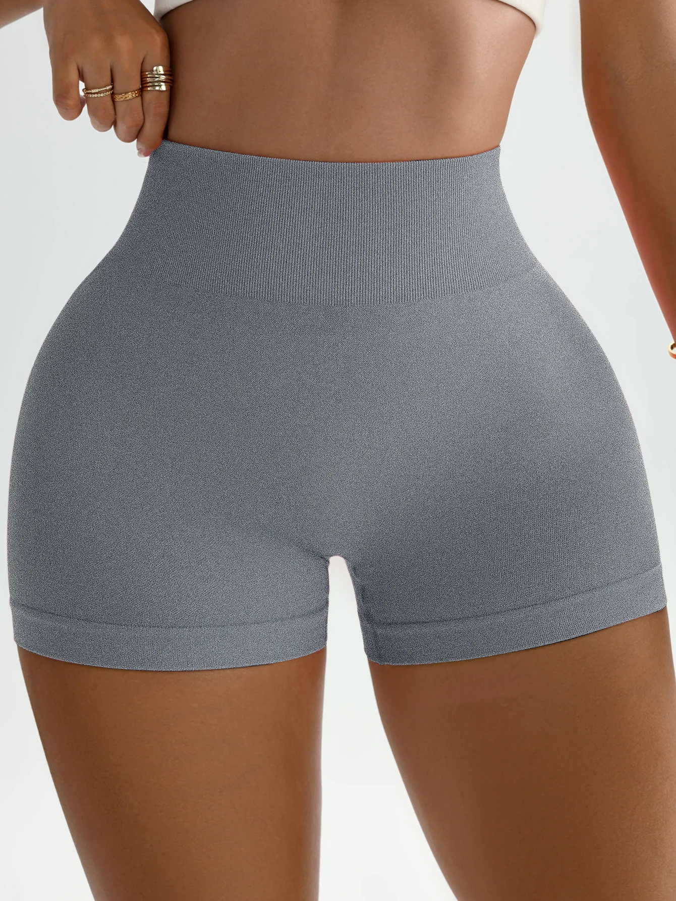 Women Gym V Back Shorts Athletic Butt Lifting Workout Biker Solid Yoga Pants Leggins Sports Fitness Scrunch Short Tights