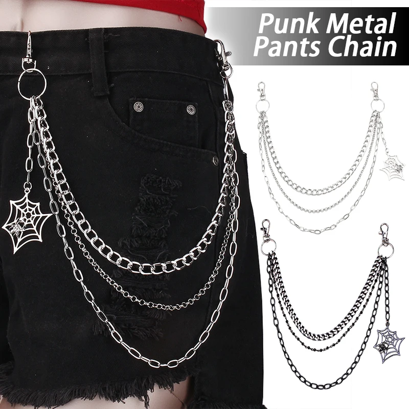 Fashion Punk Metal Pants Chain Hip Hop Waist Chain Spider Web Pendant Jeans Chain For Men Women Accessories Gifts