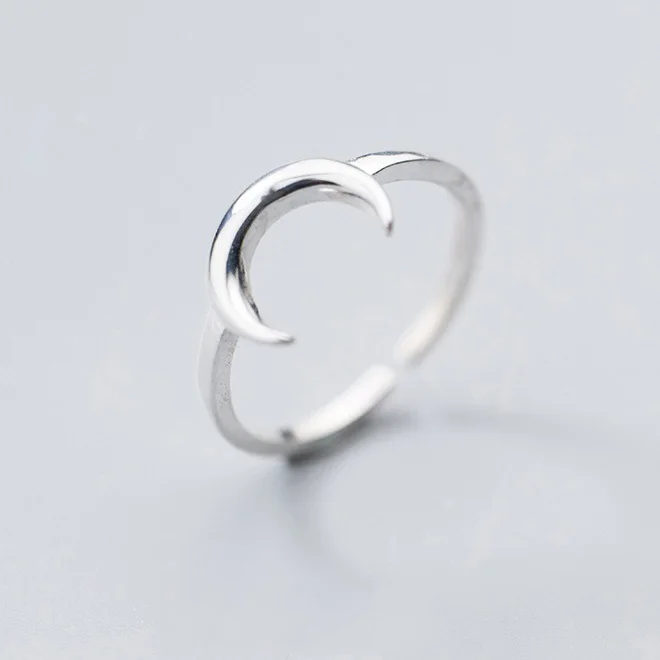 SOFTPIG INS-anillo ajustable de Plata de Ley 925 con forma de luna para mujer, joyería fina clásica, accesorios minimalistas