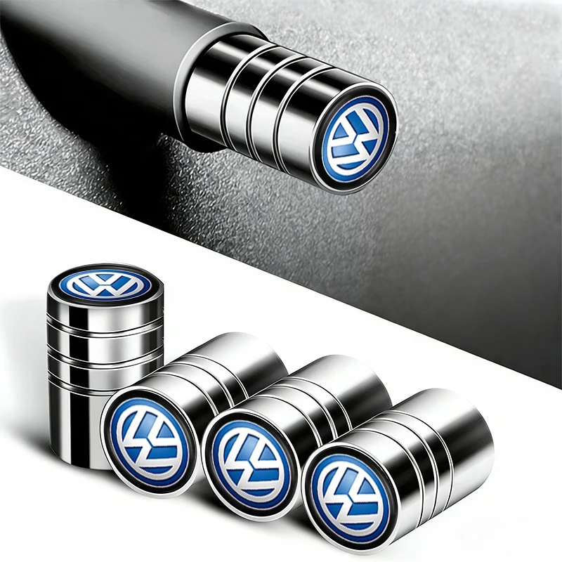 

Cup Holders 4Pcs Metal Car Wheel Tire Valve Caps Stem Case Cover For Volkswagen VW T-ROC Beetle Polo Golf Touran Transporter Tou