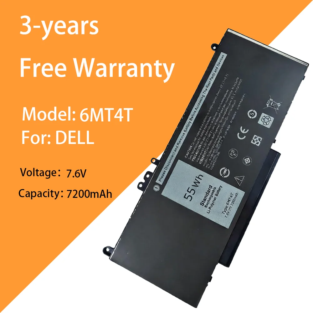 

7,6 В 7200 мАч аккумулятор для ноутбука 6MT4T для Dell LatitudeE5270 E5470 E5570 Precision 3510 аккумулятор