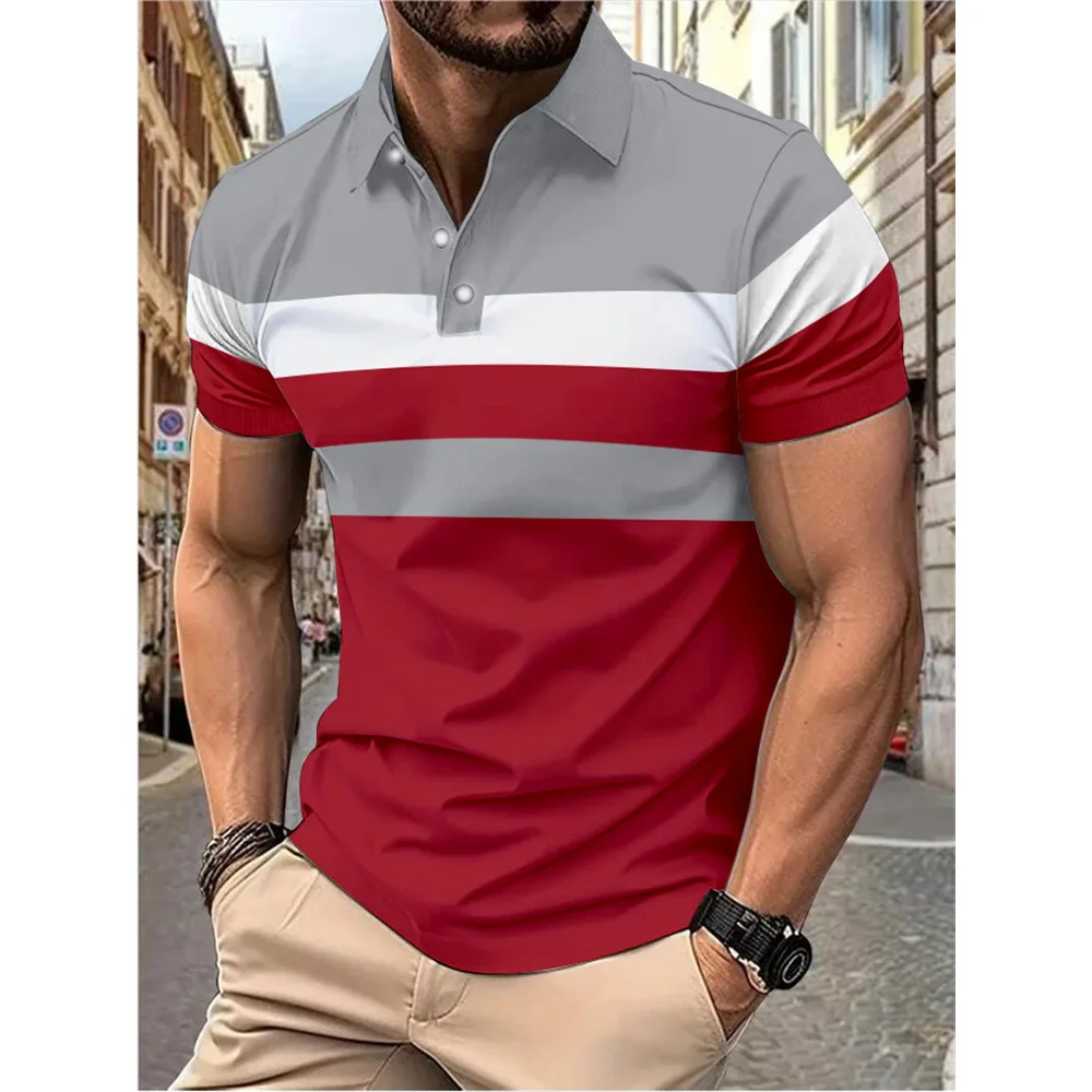 Men's Casual Polo Shirt With Fashionable Design Micro Elastic Comfortable Fabric Plus Size Lapel Casual Short Sleeved Top