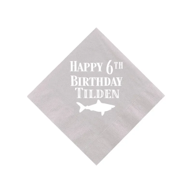 50pcs Shark Birthday Personalized Napkins - First Birthday - Shark Birthday Napkins, Custom Boy Birthday Napkins baby shower