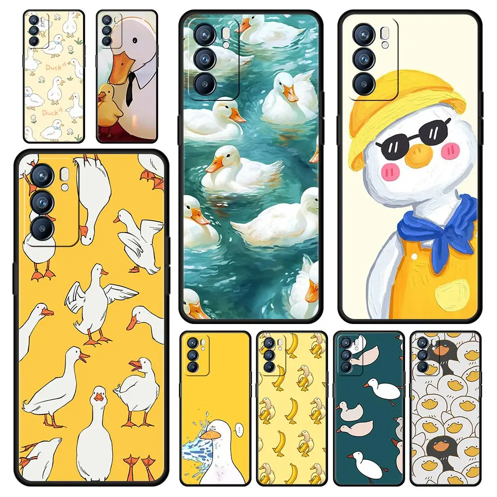 Case For Oppo A54 A53 A52 A9 A15 A95 A17 A16 A76 A74 A57 A31 Find X6 X5 Reno8 Reno7 Reno6 Pro 5G Cover Cartoon Duck Goose Game