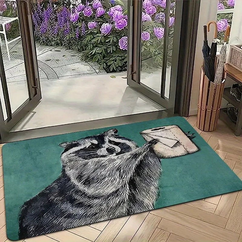 Cute Raccoon Doormat - Anti-Slip, Durable Home Decor Mat for Entrance or Bathroom, 60x40cm, Unique Gift, Adorable Design