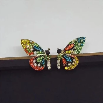 Shiny Multicolor Cryatal Butterfly Stud Earrings For Women Girls Cute Date Party Jewelry