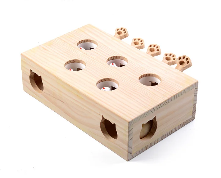 Wooden cat toy pet ground mouse tease cat toy cat claw plate bite resistant molar pet toy