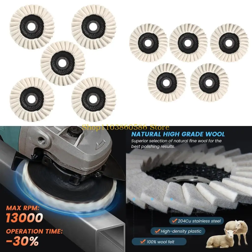 

242A Профессиональные полировальные диски для металла, 125 мм, полировальные подушечки из шерстяного фетра высокой плотности,