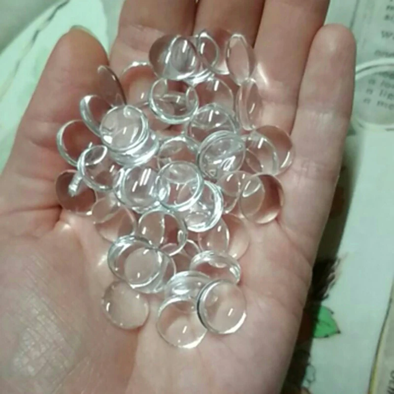 50pcs/lot 12mm Round Flat Back Clear Glass Cabochon High Quality