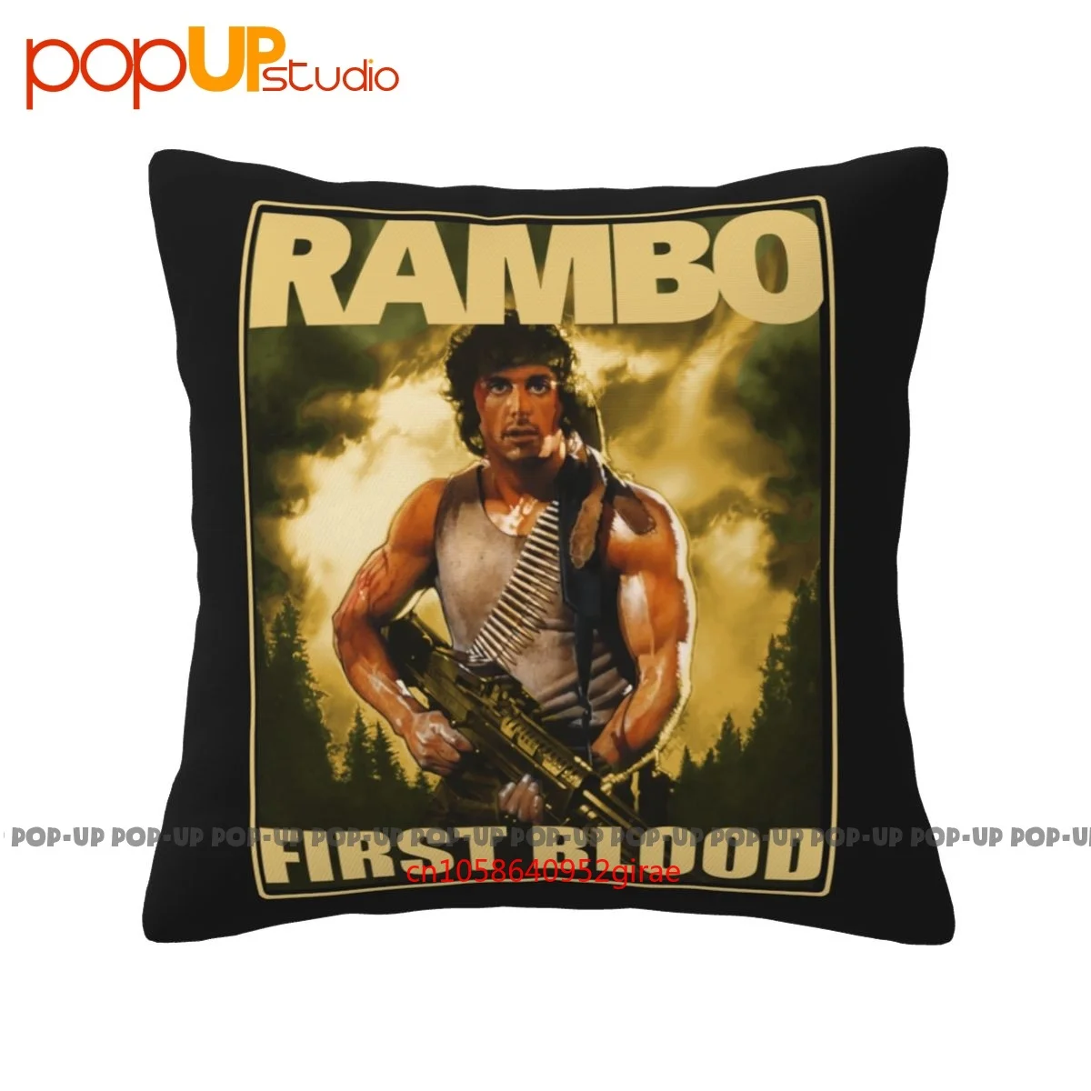Vintage Thick John Rambo Movie First Blood Pillowcase Throw Pillow Cover Bedding Skin Care Brief Style