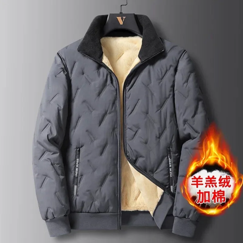 2024 Winter New Fashion Plus Fleece Thick Warm Cotton-Padded Jacket Men\'s Casual Loose Fashion Large Size High Quality Coat 7XL