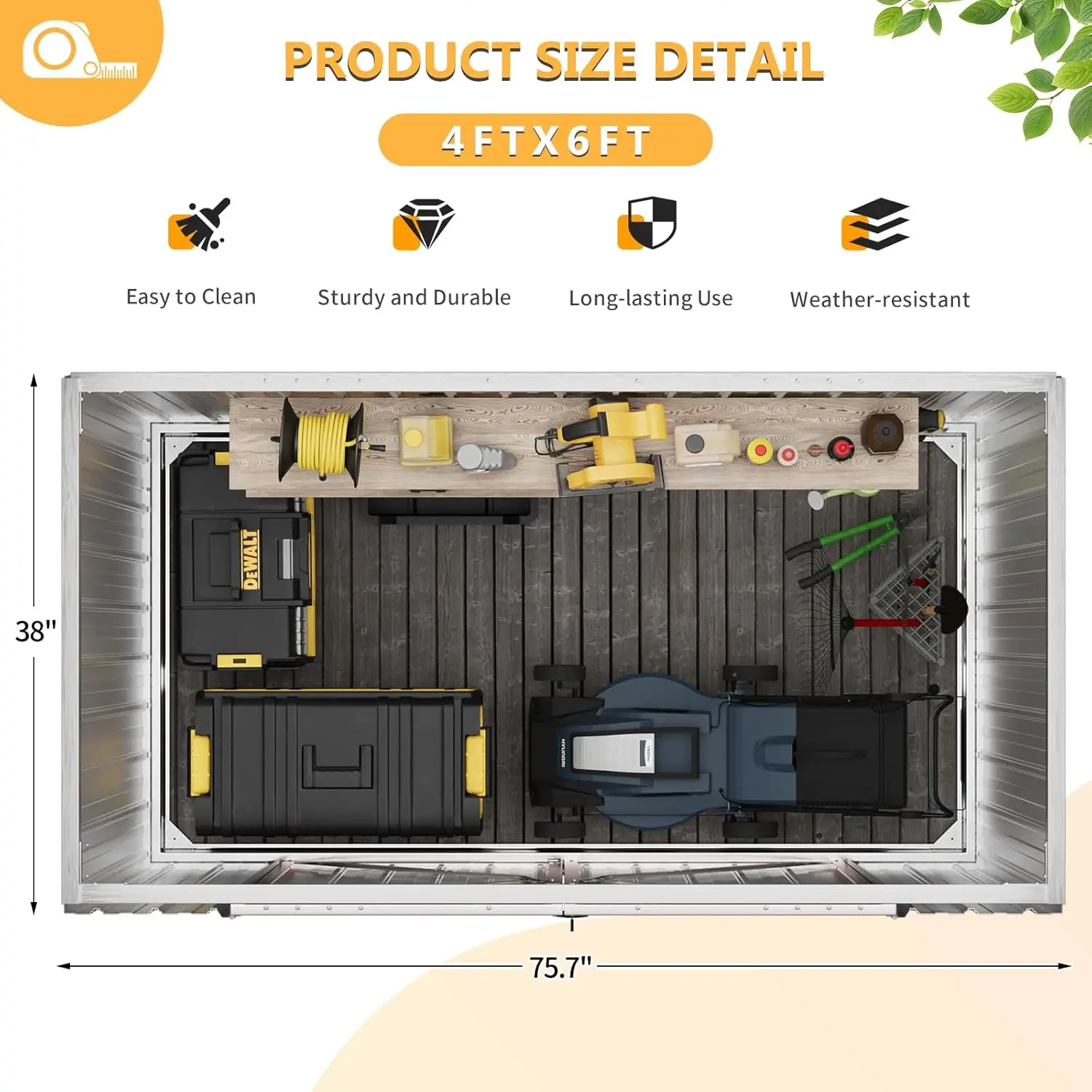 Penyimpanan susun baja, Shed, perlindungan UV, ventilasi udara, pintu berengsel, rumah penyimpanan alat utilitas untuk rumput, Taman