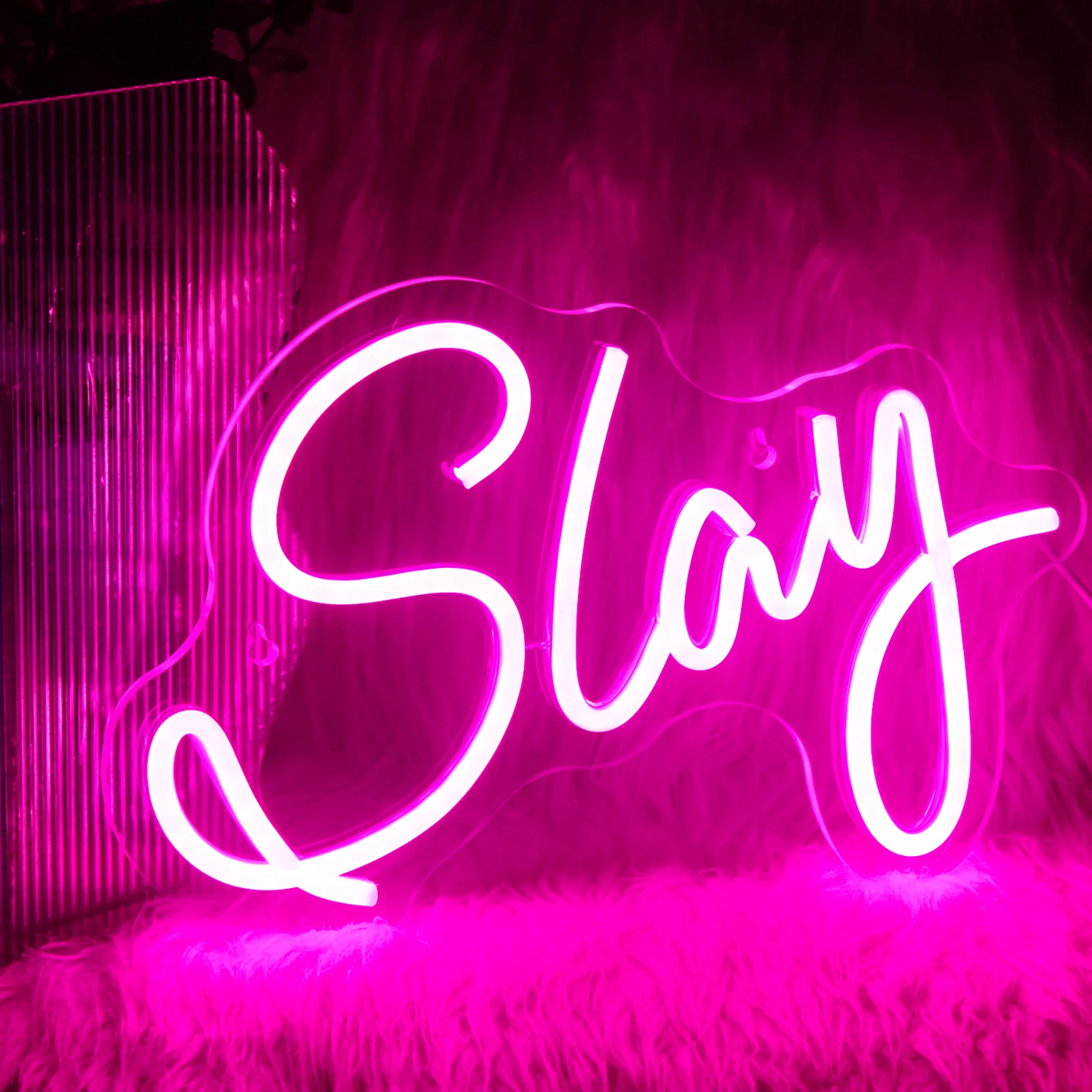 Slay Neon Sign Pink Game Room Neon Sign Girls Bedroom Wall Decor 5V USB Powered Dorm Room Decor Garden Aesthetic Room Neon