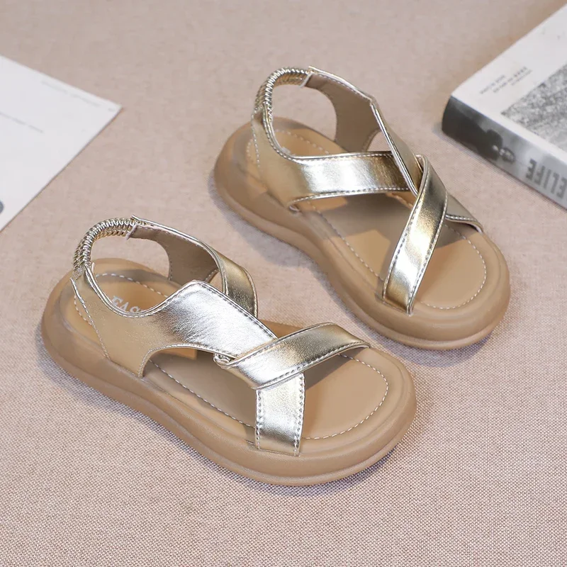 بسيطة جديدة للأطفال الصيف الجوف التدريجي الصنادل سميكة القاع الفتيات السببية المفتوحة تو الصنادل موضة الأطفال مدرسة صنادل طراز جلاديتور #5