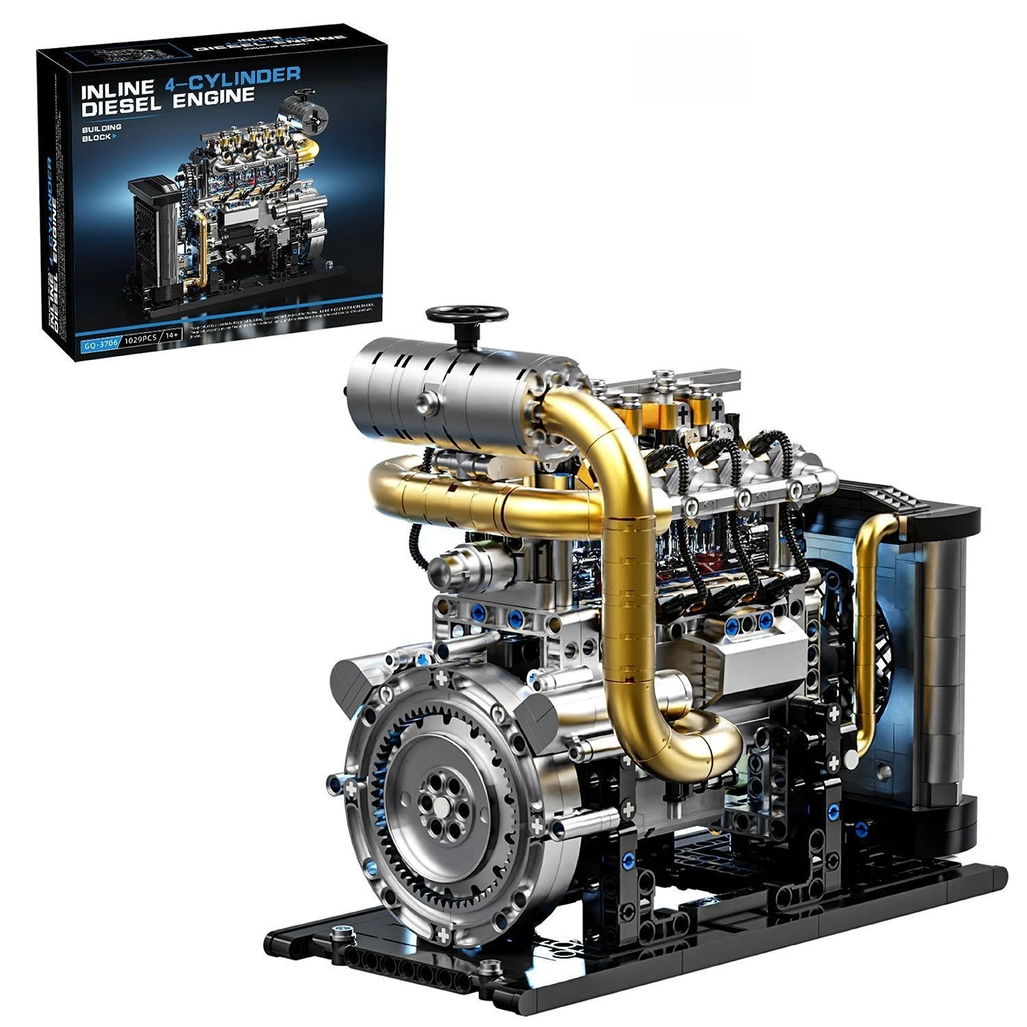 

GQ-3706 Diesel Inline 4-cylinder Simulation Engine Model 1029PCS Building Blocks Handmade Educational Assembly Ornament Toy Gift
