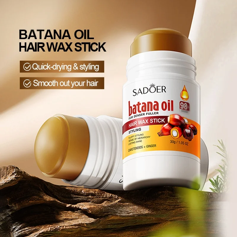 30g Batana Hair Care Wax Stick, for Styling Hair, Rich in Jojoba Oil, Improves Dry and Split Ends, Makes Hair Slowly Become Soft and Shiny, Premium Hair Care Product, Suitable for Short Hair, Can Be Given as a Gift to Family and Friends