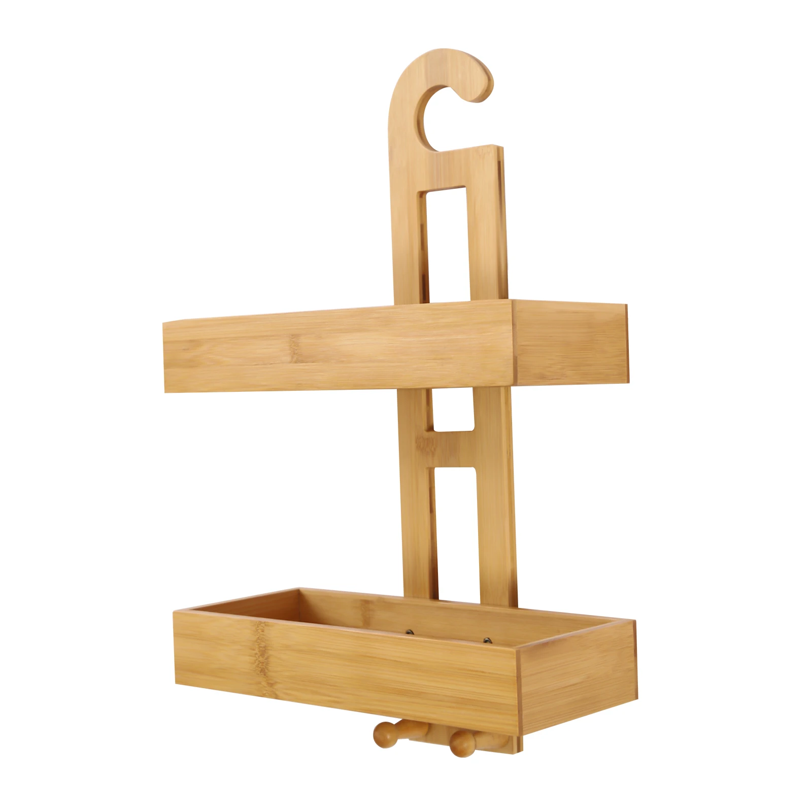 Bamboo Hanging Shower Caddy, Natural & Waterproof Bamboo Shower Rack w