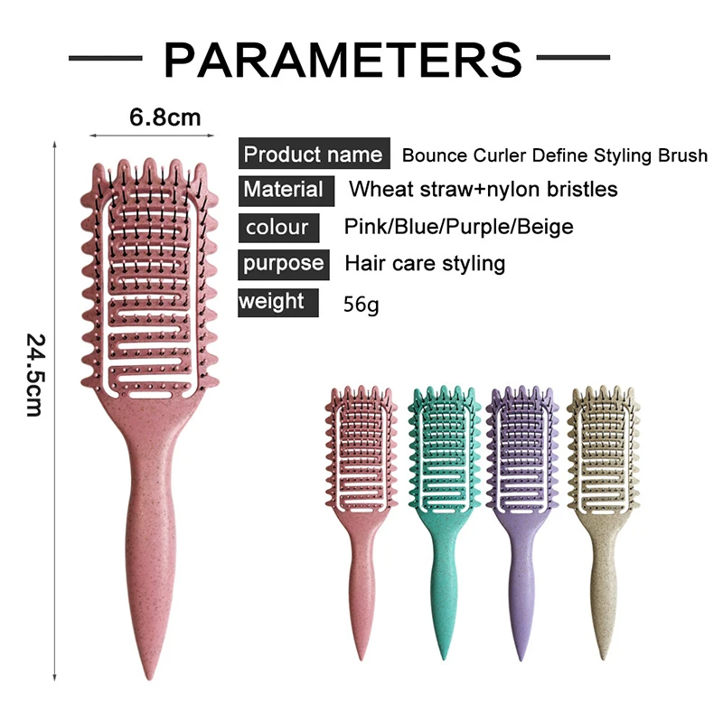 Cepillo 3 en 1 para rizos, peine desenredante para el cabello, moldeador, definición de rizos, herramientas de estilismo de barbero