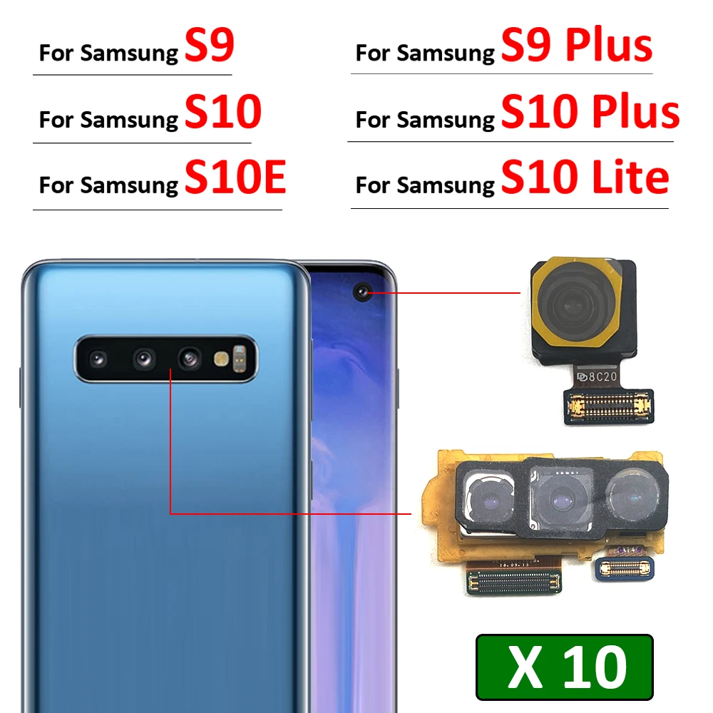 

10Pcs Original For Samsung S9 S10 Plus Lite S10E G960F G965F Back Rear Camera Module Flex Cable + Front Facing Camera