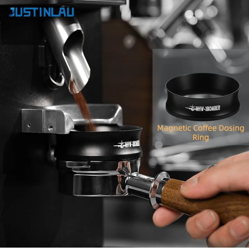 JUSTINLAU 51/54/58mm Magnetische Espresso Dosierung Trichter Anti-fliegen Pulver Kaffee Siebträger Dosierung Ring Hause barista Zubehör