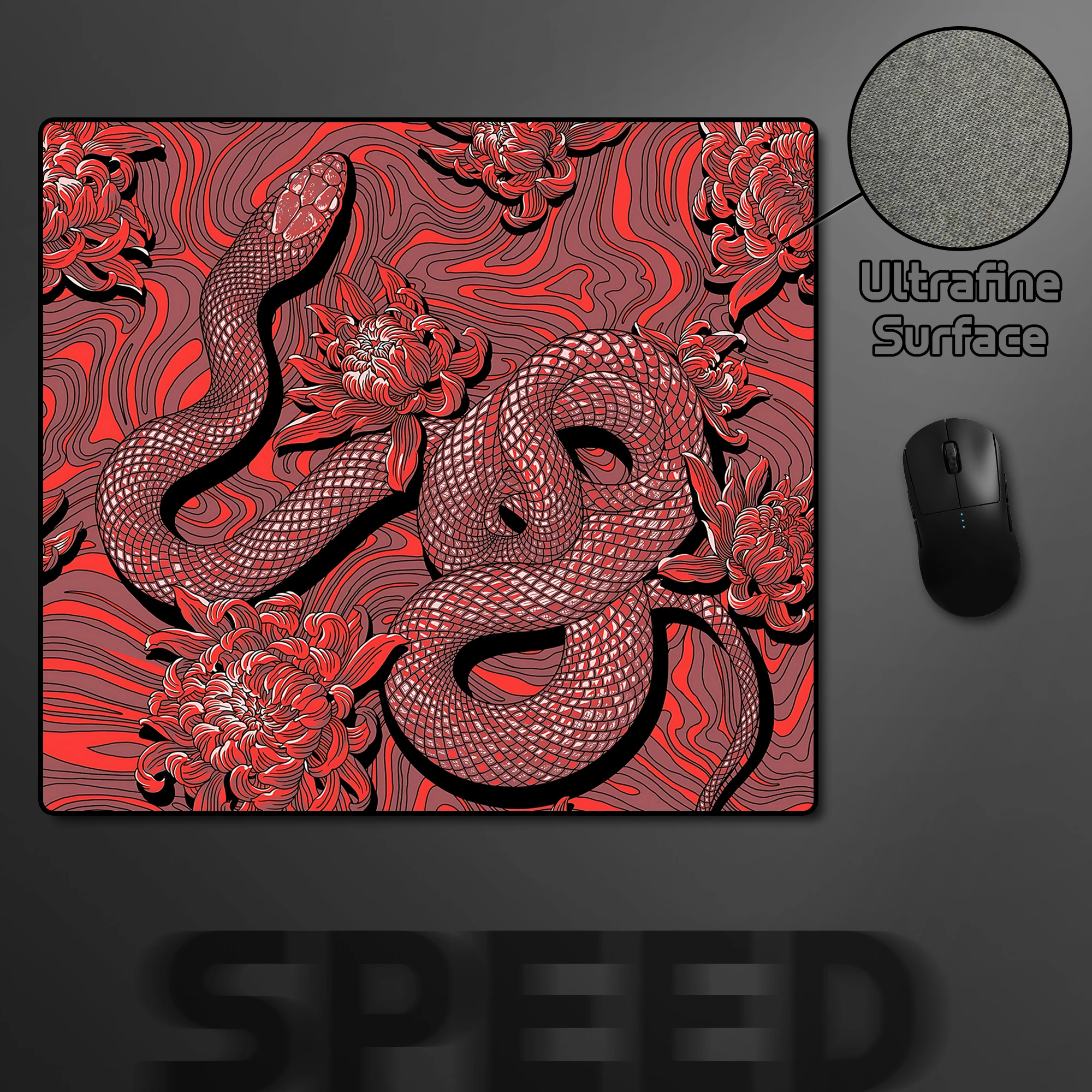 

Snake E-Sports Mouse Pad Ultrafine Surface Gaming Mousepad 45x40CM Speed Mouse Mat High Elastic Non-slip Bottom Keyboard Pads