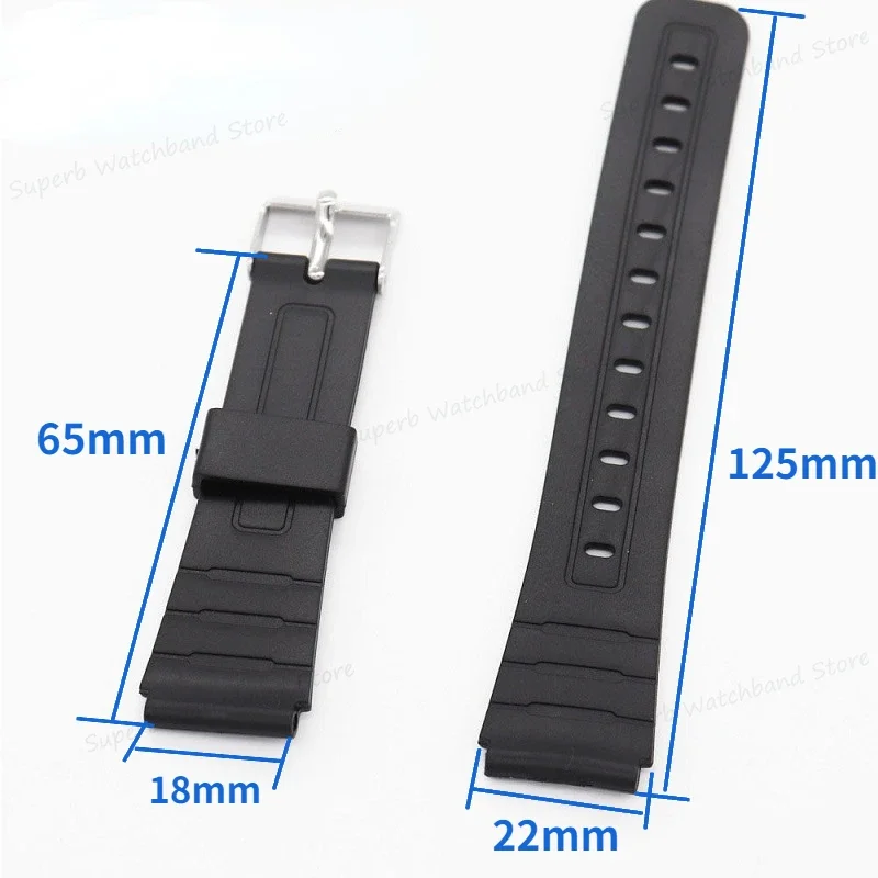 12 14 16 18 20 22mm TPU Watch Band Waterproof Sport Bracelet for Casio W800H SGW400H F91W F84 F105/108 Resin Wristband