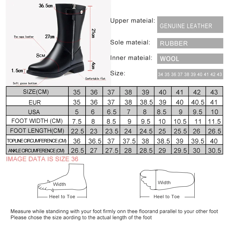 AIYUQI winter boots women Black Shoes Booties Big Size 35-43 Winter Genuine Leather Female Snow Boots Thick Warm Wool Boots