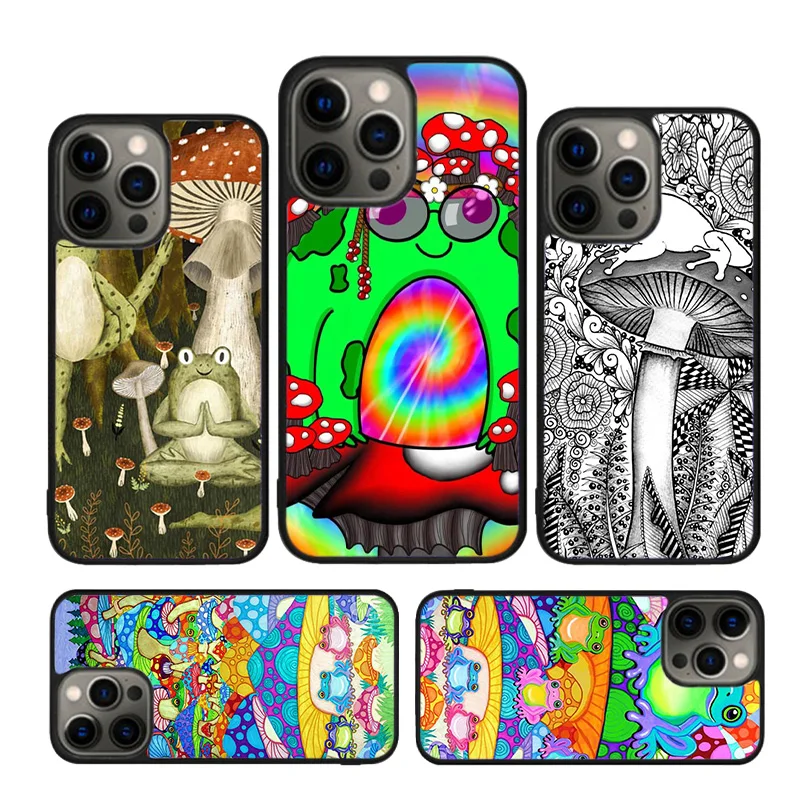 Hippie Mushroom Frog shrooms Phone Case Cover For iPhone 16 15 14 plus XS XR 11 12 mini 13 pro max coque Shell Fundas