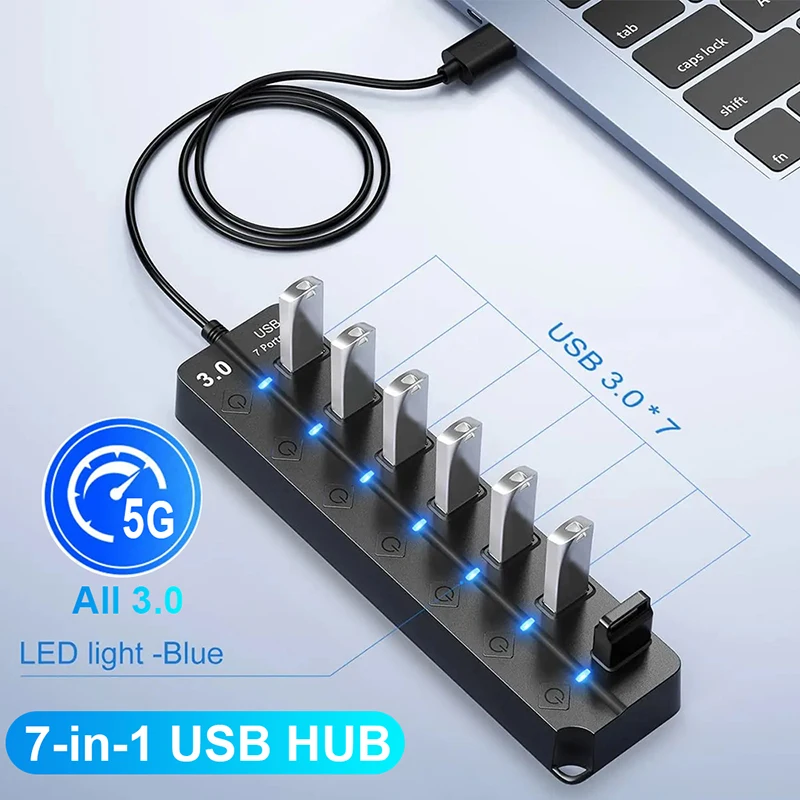 USB 3.0 Hub USB-Hub 2.0 Multi-USB-Splitter Hub USB-Kabel Mehrfach-Expander für Computer Laptop PC Zubehör USB-Adapter