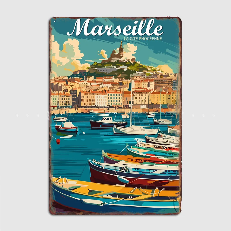 

Marseille, France Travel Poster Metal Sign Travel Club Custom Bar Bedroom Indoor Decor Posters Home Wall Decor Room Decoration