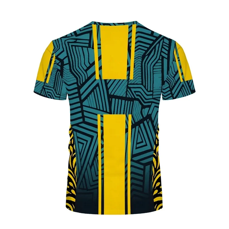 Men's Short Sleeve Sports T Shirt Geometric Printed Quick Dry High Elasticity Training Tee Yellow Green Blue