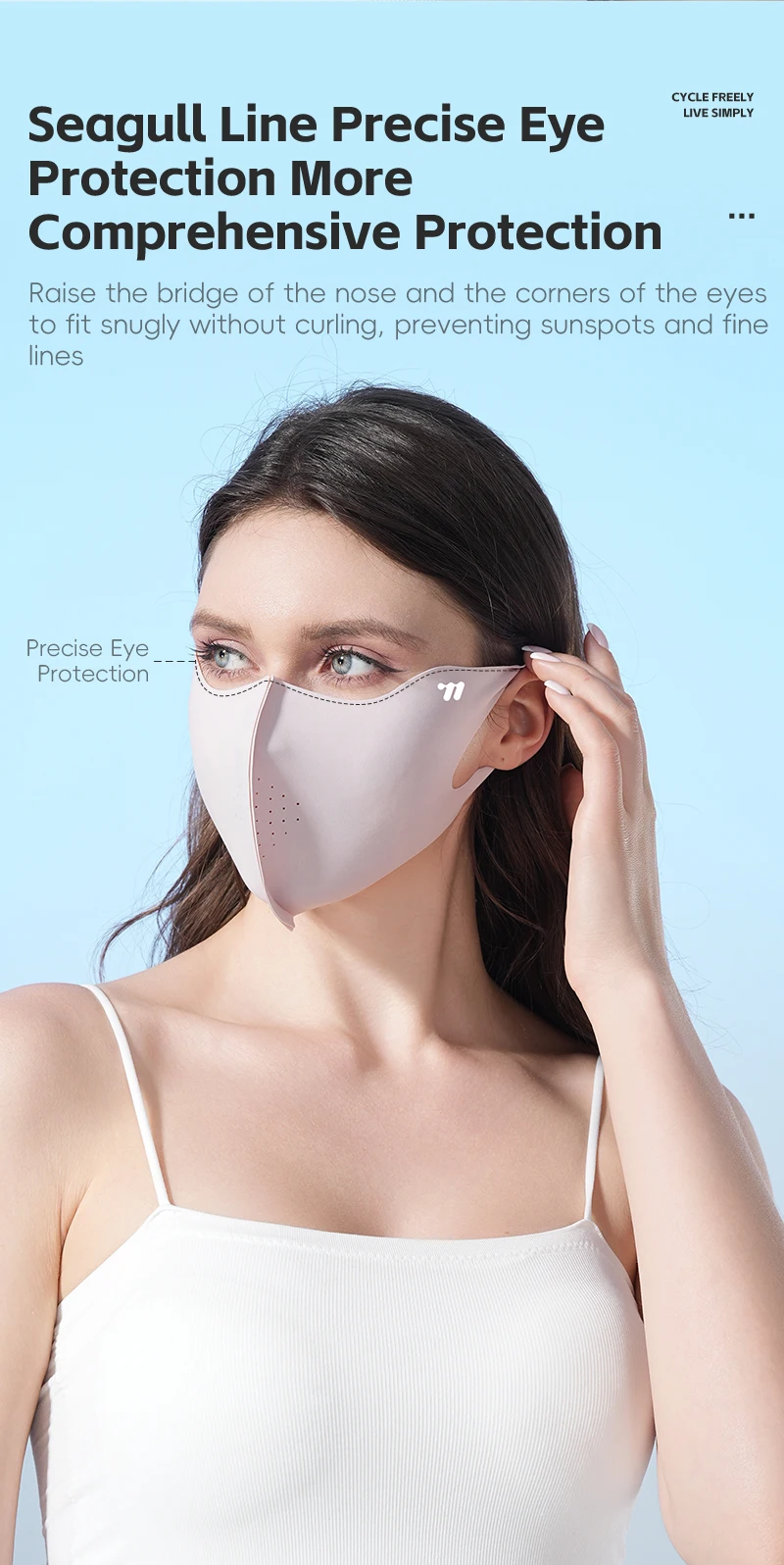 WEST BIKING UPF50+ Eisseide Fahrrad-Gesichtsmaske 3D Nahtlose Atmungsaktive Sonnenschutzmaske für Outdoor-Sportarten – Detail 7