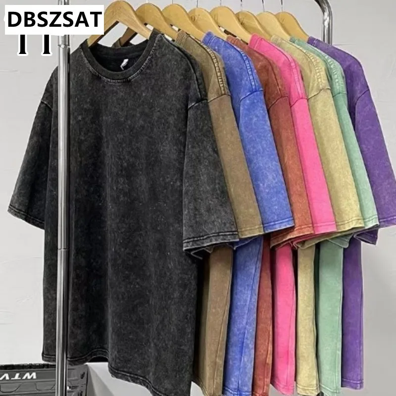 2023  Washed T-shirts Casual O-Neck Tops Oversized T Shirt Harajuku Women Clothing Vintage Girl Loose Top Cotton Tees M-5XL